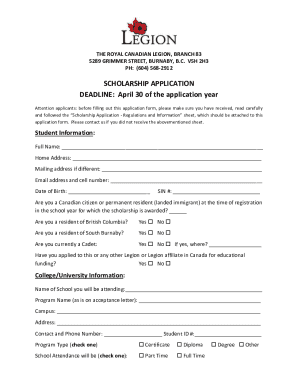 SCHOLARSHIP APPLICATION DEADLINE: April 30 of the ...