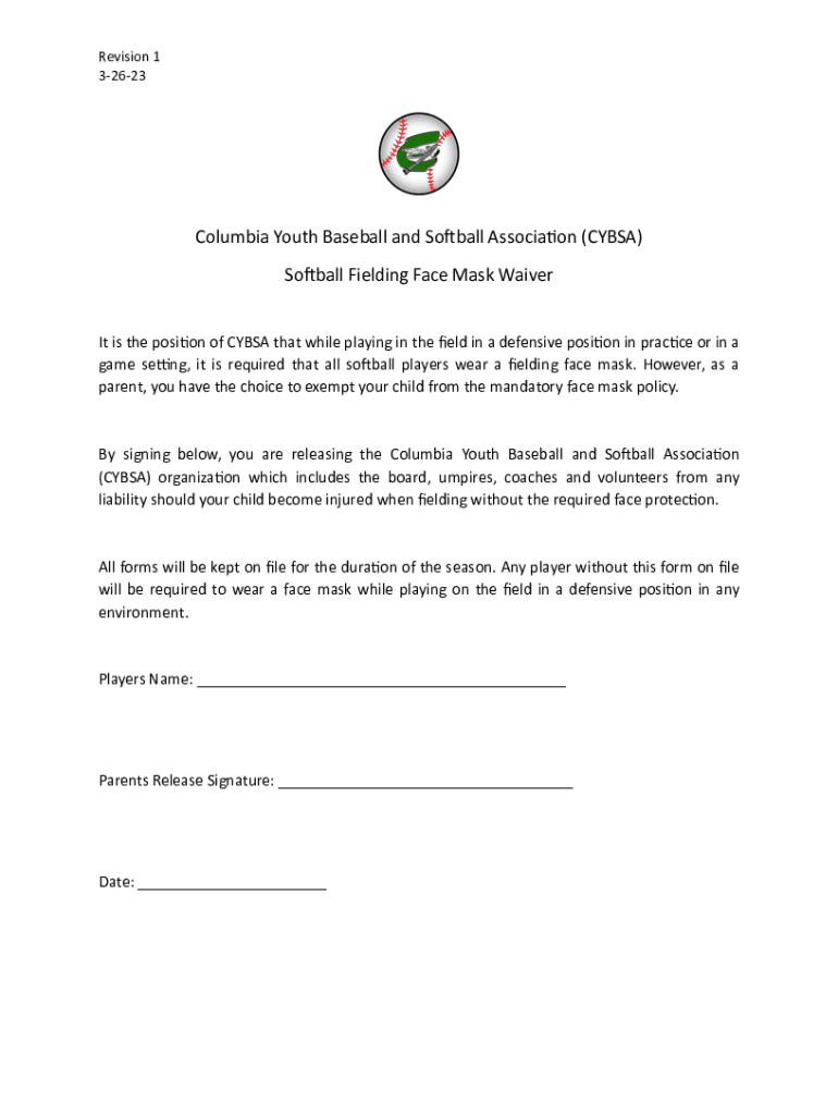 Fillable Online Should Softball Players Wear Masks On The Field? At