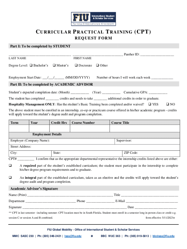 Fillable Online isss fiu cptauthorizationrequestform511 Fax