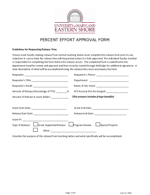 Fillable Online PERCENT EFFORT APPROVAL FORM Fax Email Print - pdfFiller