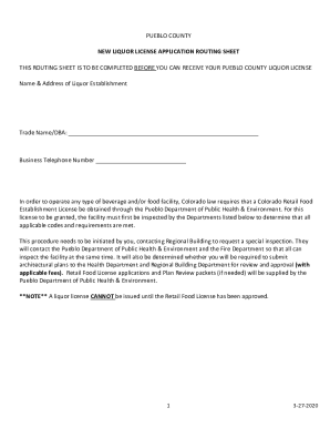 Pueblo County Liquor License Application