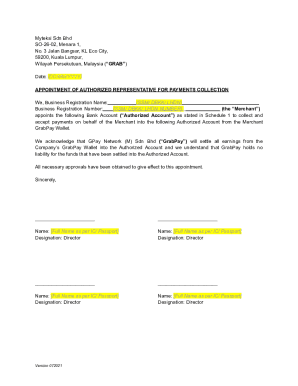 GrabPay Authorized Representative Appointment