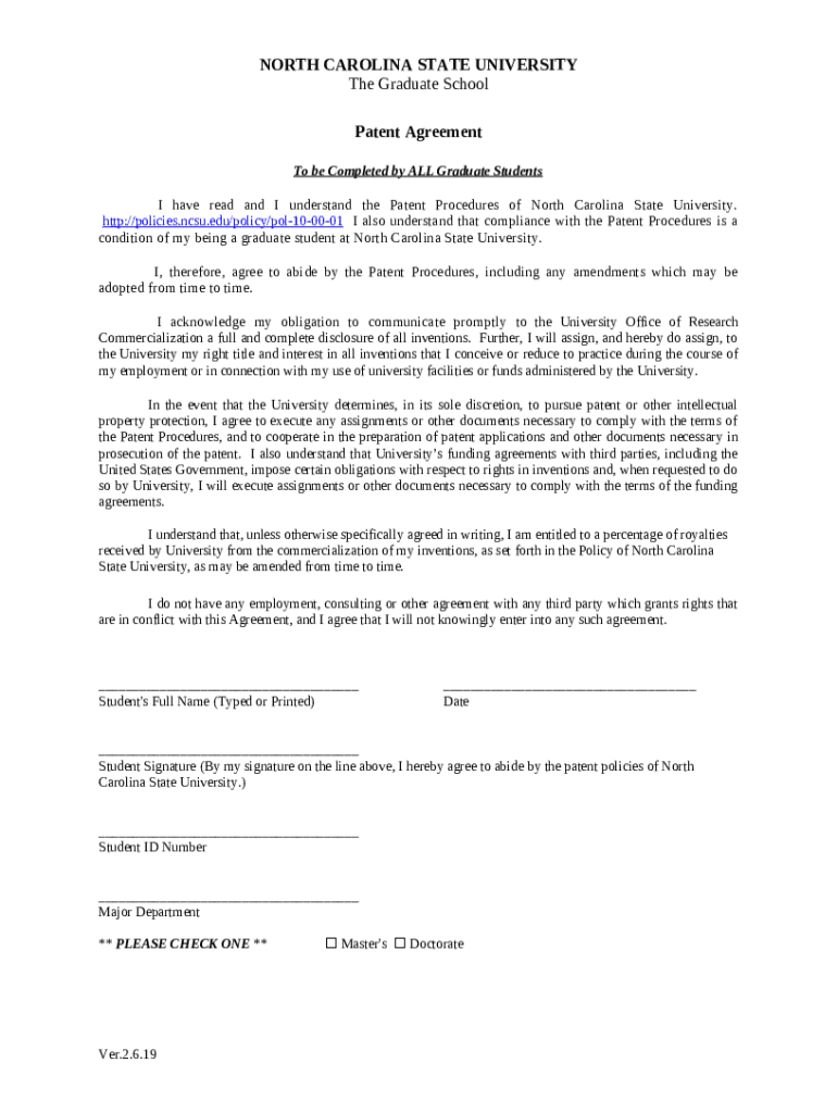 I hereby request that I be exempt from signing the research ncsu