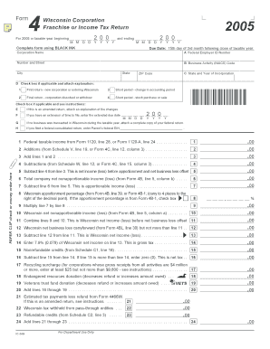 Wisconsin Corporation Franchise or Income Tax Return