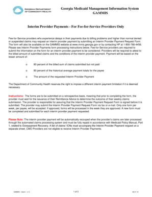 Georgia Medicaid Interim Provider Payment Request Form