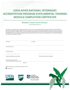 USDA Accreditation Training Certificate