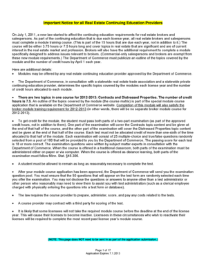 Minnesota Real Estate Continuing Education Course Application