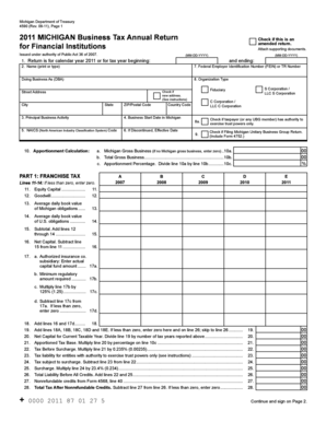 Michigan Business Tax Annual Return for Financial Institutions