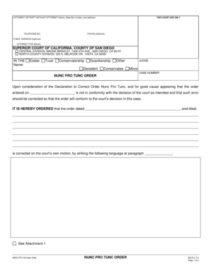 California Nunc Pro Tunc Order