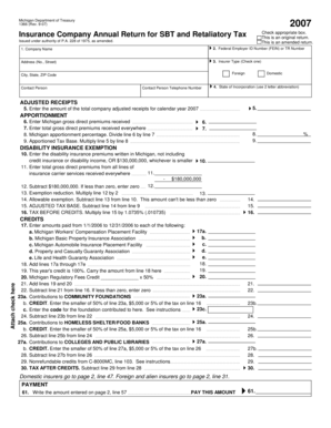 Michigan Insurance Company Annual Return