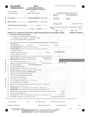 Delaware Non-Resident Amended Personal Income Tax Return