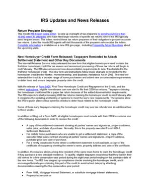 IRS First-Time Homebuyer Credit Form 5405