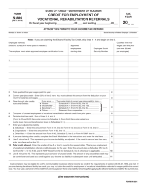 Hawaii Vocational Rehabilitation Referral Tax Credit Form