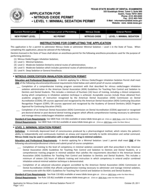 Texas Nitrous Oxide and Minimal Sedation Permit Application