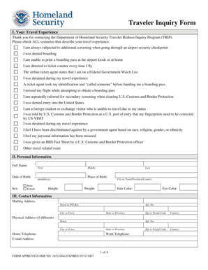 Traveler Redress Inquiry Form