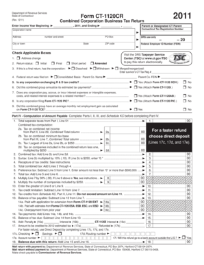 Connecticut Form CT-1120CR 2011 Combined Corporation Business Tax Return