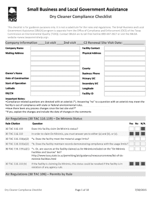 Texas Dry Cleaner Compliance Checklist