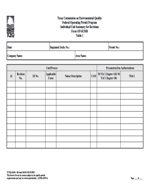 Texas Federal Operating Permit Revision Form