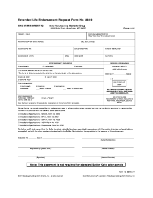 Extended Life Endorsement Request Form