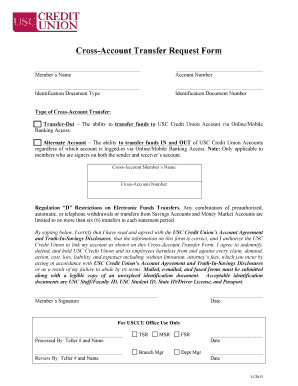 USC Credit Union Cross-Account Transfer Request Form
