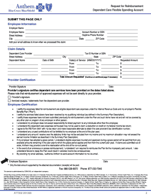 Request for Reimbursement Dependent Care Flexible Spending Account
