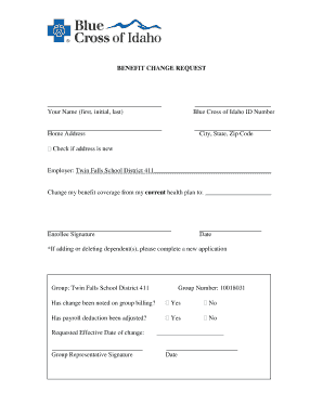 Benefit Change Request Form