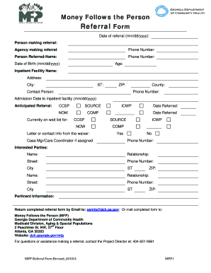 Money Follows the Person Referral Form