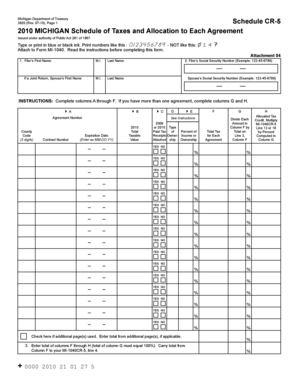 Michigan Schedule of Taxes and Allocation