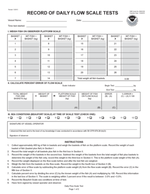 Daily Flow Scale Test Form