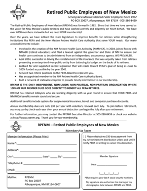 Retired Public Employees of New Mexico Membership Form