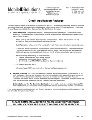 Credit Application Package