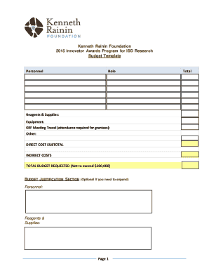 2015 Innovator Award Budget Template - Kenneth Rainin Foundation - krfoundation