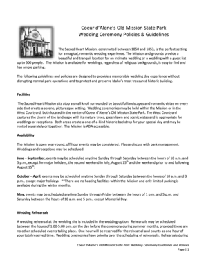 Wedding guest list excel template - Coeur d'Alene's Old Mission State Park Wedding Ceremony Policies ... - parksandrecreation idaho