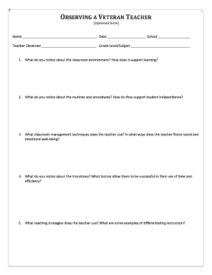 Teacher Observation Form