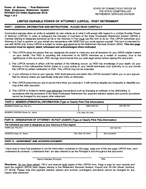 Limited Durable Power of Attorney Post-Retirement