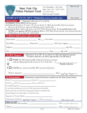 NYC Police Pension Fund MCU Deduction Form