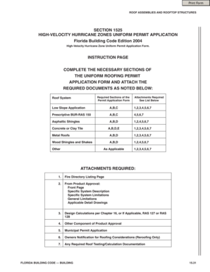 Florida High-Velocity Hurricane Zone Roofing Permit Application