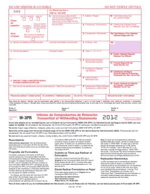 Formulario W-3PR Transmittal of Withholding Statements