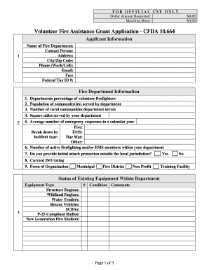 Volunteer Fire Assistance Grant Application