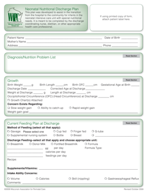 Neonatal Nutritional Discharge Plan