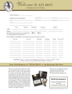 ATI 2015 Family Affirmation Form