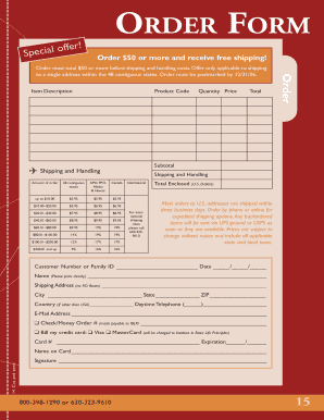 Order Form with Free Shipping Offer