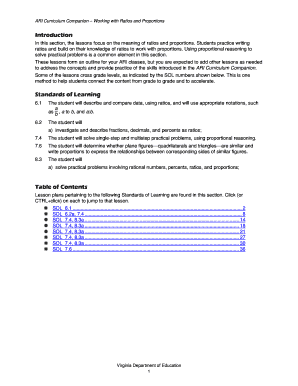 ARI Curriculum Companion – Ratios and Proportions