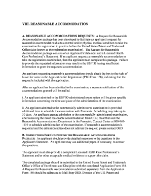USPTO Reasonable Accommodation Request Form
