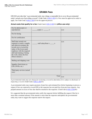 Utah GRAMA Fee Request Form