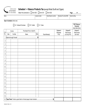Oregon Tobacco Products Tax Schedule