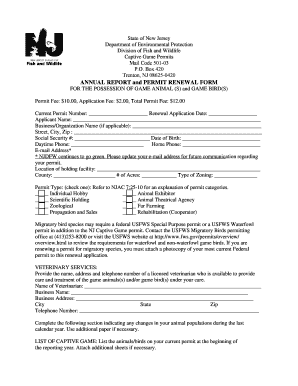 New Jersey Captive Game Permit Renewal Form