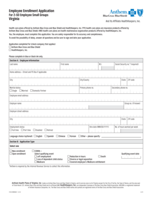 Employee Enrollment Application for Anthem Blue Cross and Blue Shield