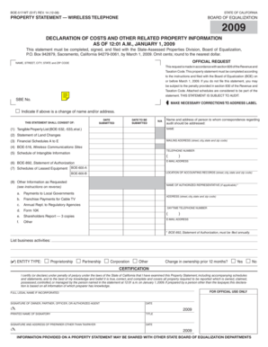 California Wireless Telephone Property Statement
