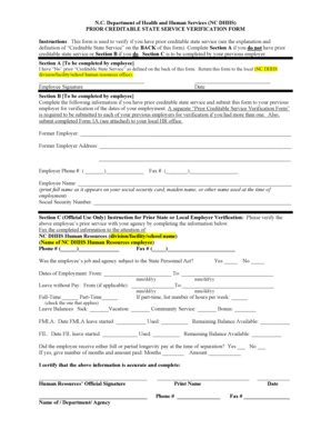 Prior Creditable State Service Verification Form